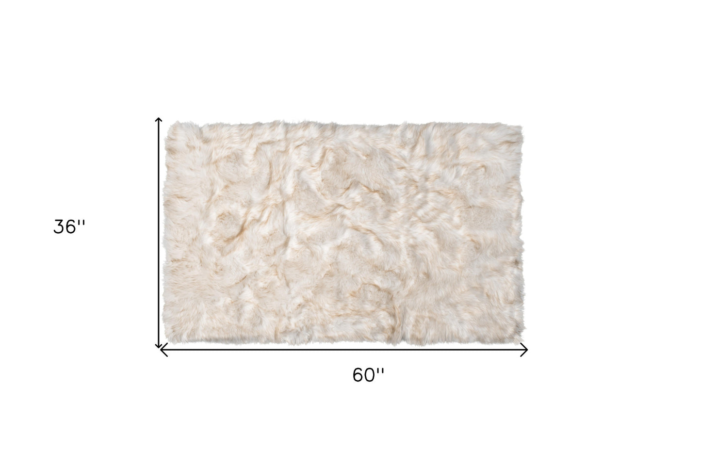 3' X 5' Ombre Tan Faux Fur Washable Non Skid Area Rug