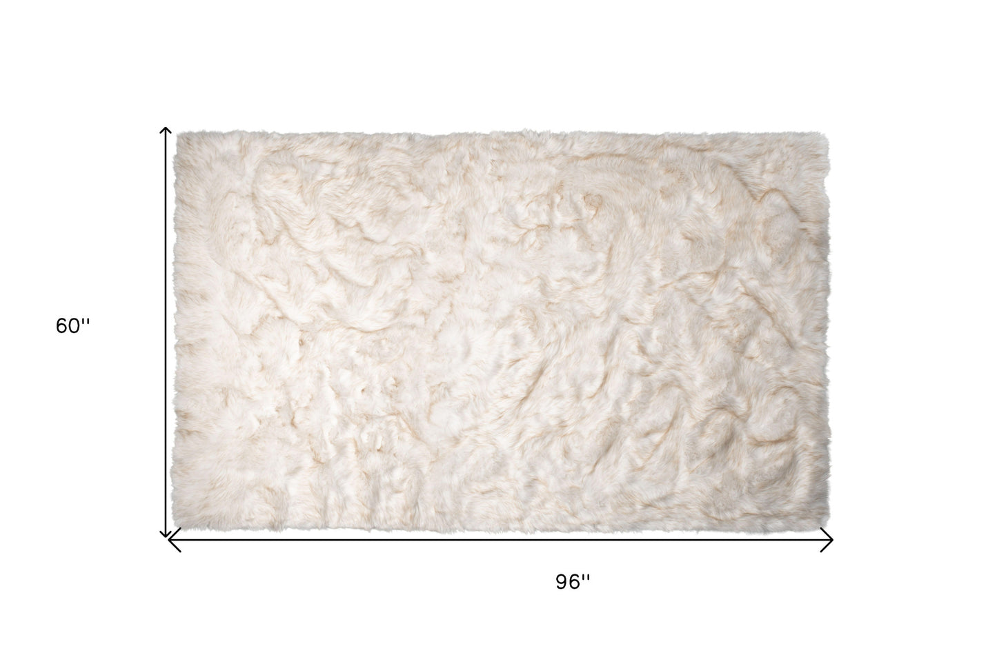 5' X 8' Ombre Tan Faux Fur Washable Non Skid Area Rug