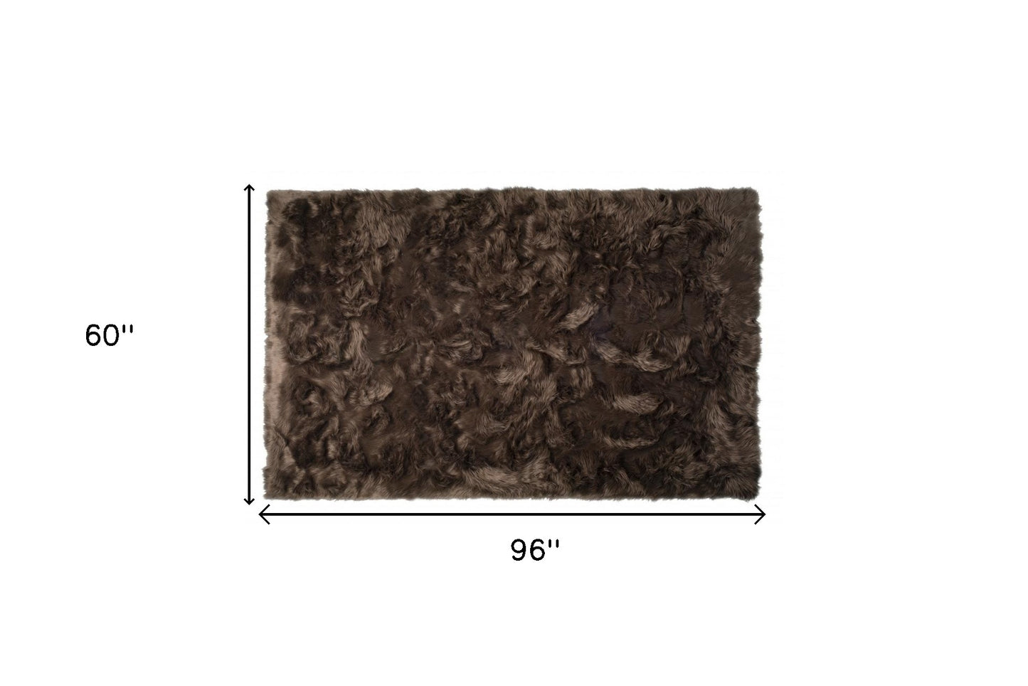 5' X 8' Chocolate Faux Fur Non Skid Area Rug