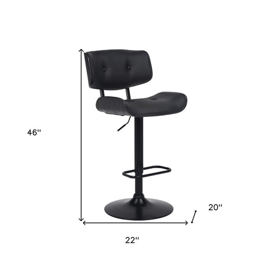 Black Fabric And Iron Adjustable Height Swivel Bar Chair