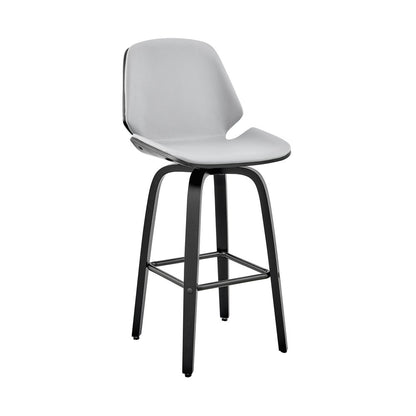26" Gray And Black Fabric And Iron Counter Height Swivel Bar Chair