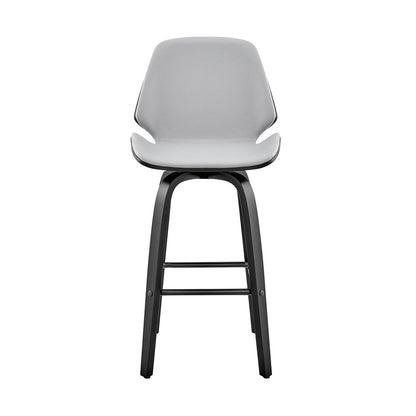 26" Gray And Black Fabric And Iron Counter Height Swivel Bar Chair