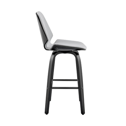 26" Gray And Black Fabric And Iron Counter Height Swivel Bar Chair