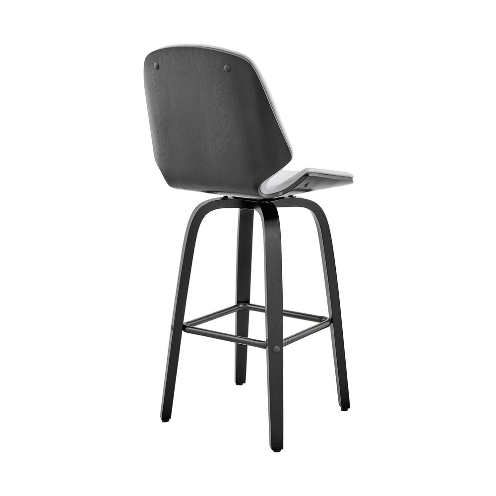 26" Gray And Black Fabric And Iron Counter Height Swivel Bar Chair