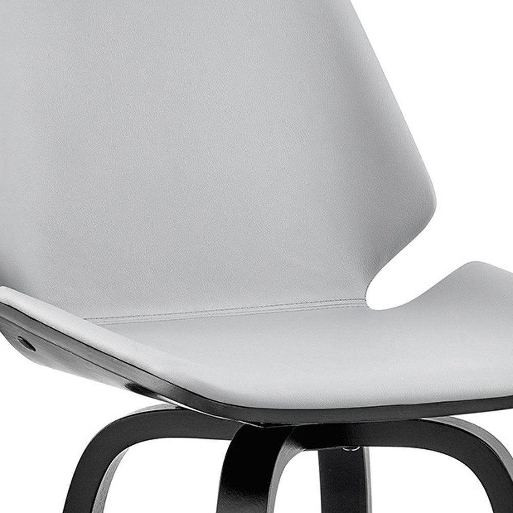 26" Gray And Black Fabric And Iron Counter Height Swivel Bar Chair
