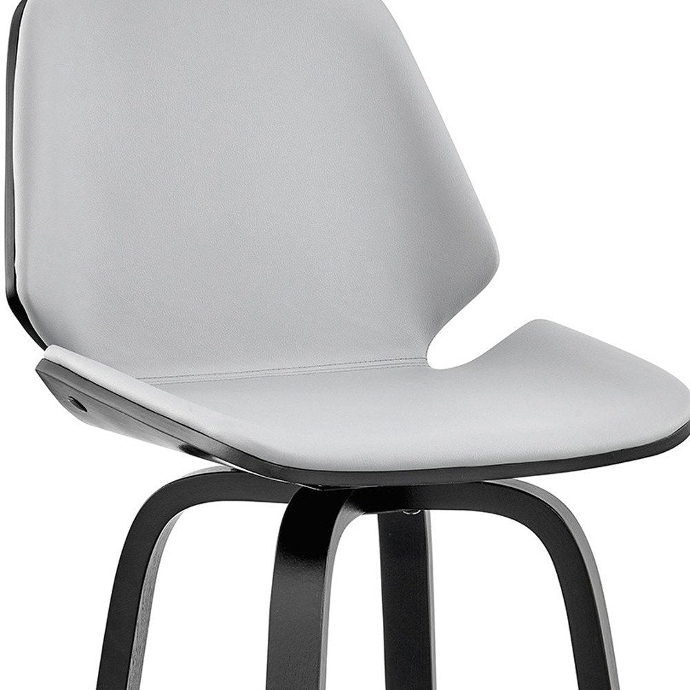 26" Gray And Black Fabric And Iron Counter Height Swivel Bar Chair