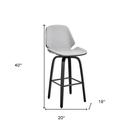 26" Gray And Black Fabric And Iron Counter Height Swivel Bar Chair