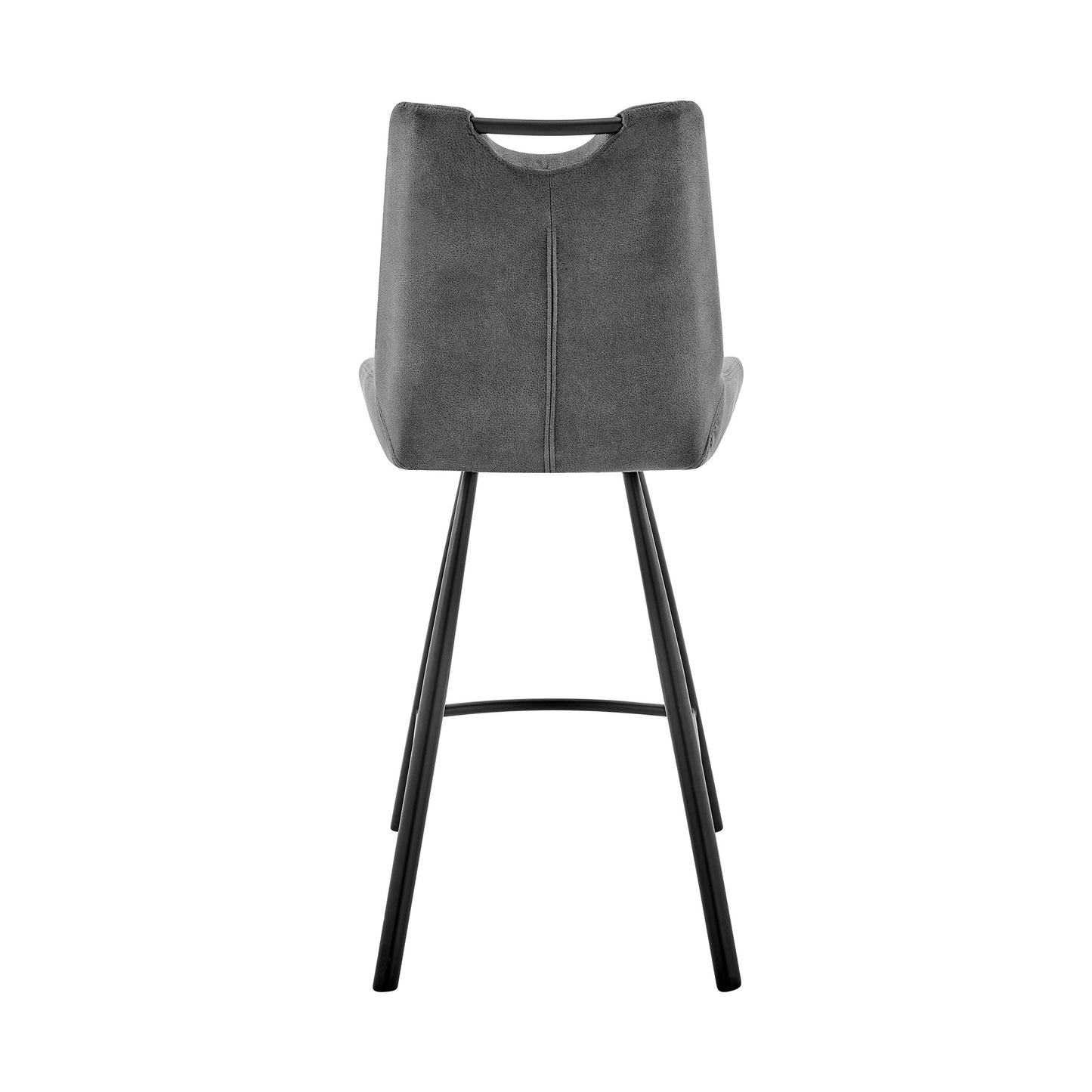 30" Charcoal And Black Iron Bar Height Bar Chair