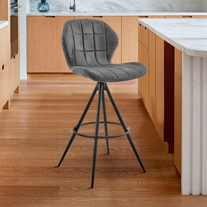 27" Charcoal And Black Fabric Microfiber And Microsuede And Iron Counter Height Bar Chair