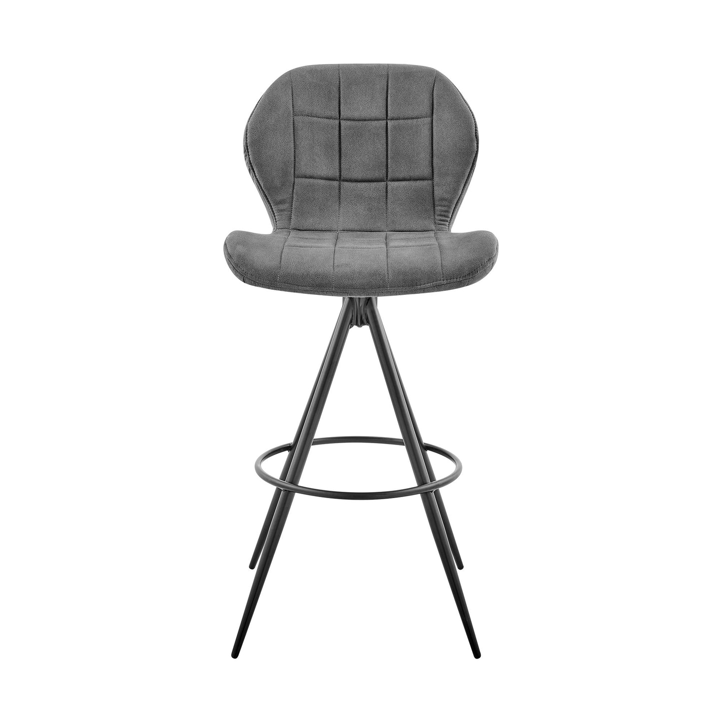 30" Charcoal And Black Iron Bar Height Bar Chair