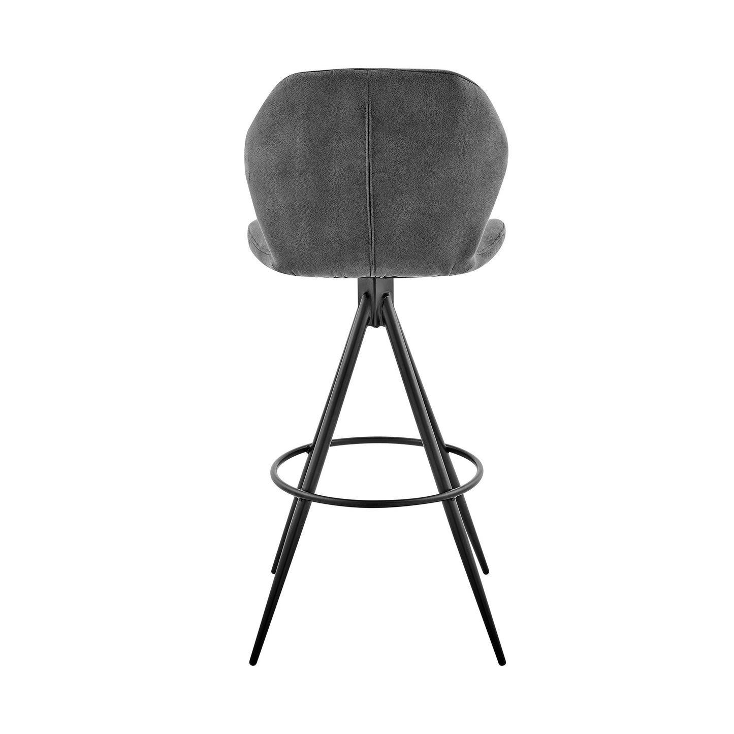 30" Charcoal And Black Iron Bar Height Bar Chair