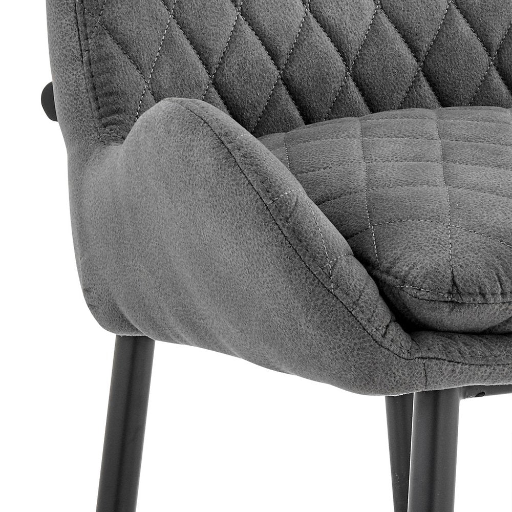 26" Charcoal And Black Fabric And Iron Counter Height Bar Chair