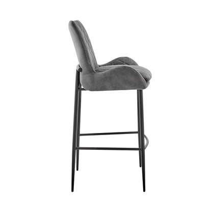 31" Charcoal And Black Fabric And Iron Bar Height Bar Chair