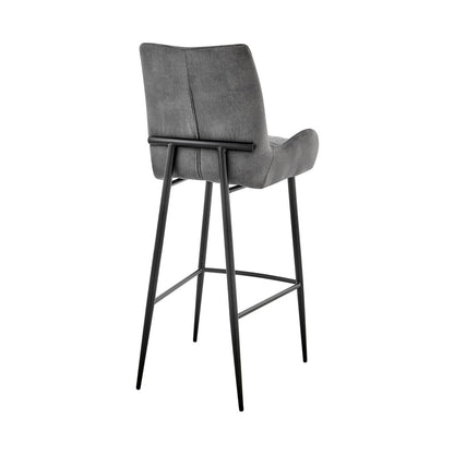 31" Charcoal And Black Fabric And Iron Bar Height Bar Chair