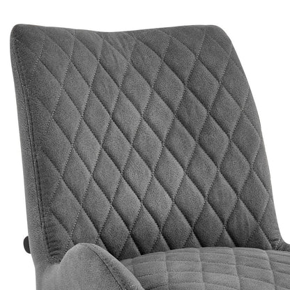 31" Charcoal And Black Fabric And Iron Bar Height Bar Chair