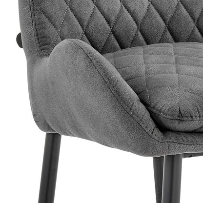 31" Charcoal And Black Fabric And Iron Bar Height Bar Chair