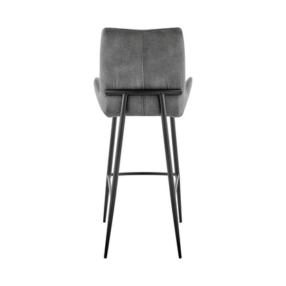 31" Charcoal And Black Iron Bar Height Bar Chair