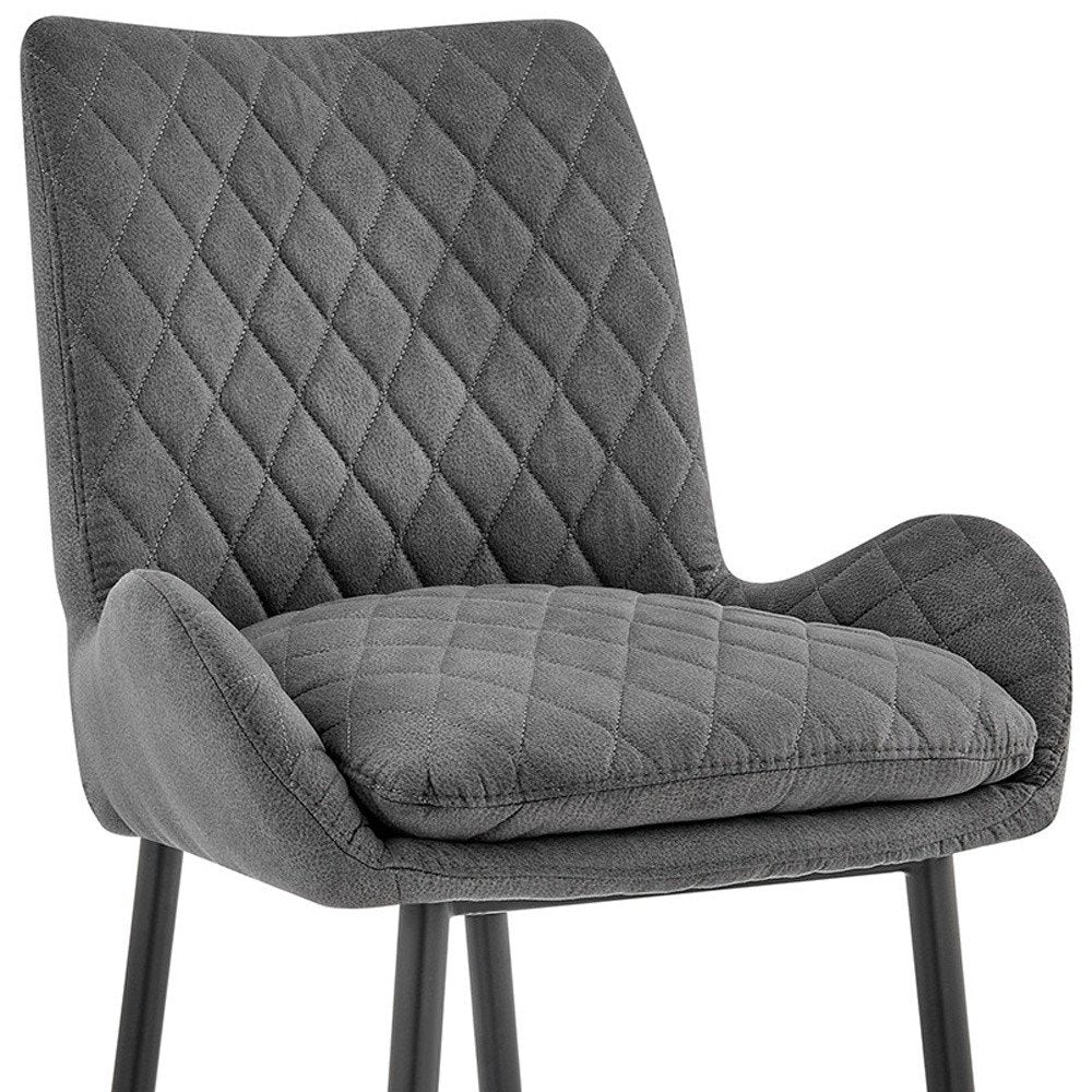 31" Charcoal And Black Fabric And Iron Bar Height Bar Chair