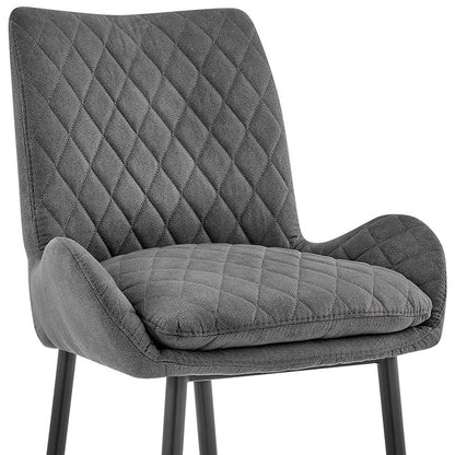 31" Charcoal And Black Fabric And Iron Bar Height Bar Chair