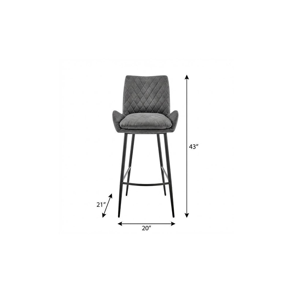 31" Charcoal And Black Fabric And Iron Bar Height Bar Chair