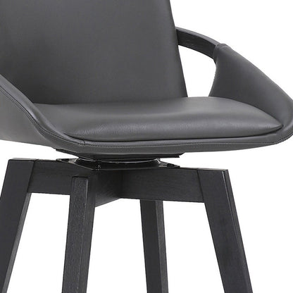 31" Gray and Black Fabric and Iron Bar Height Swivel Bar Chair