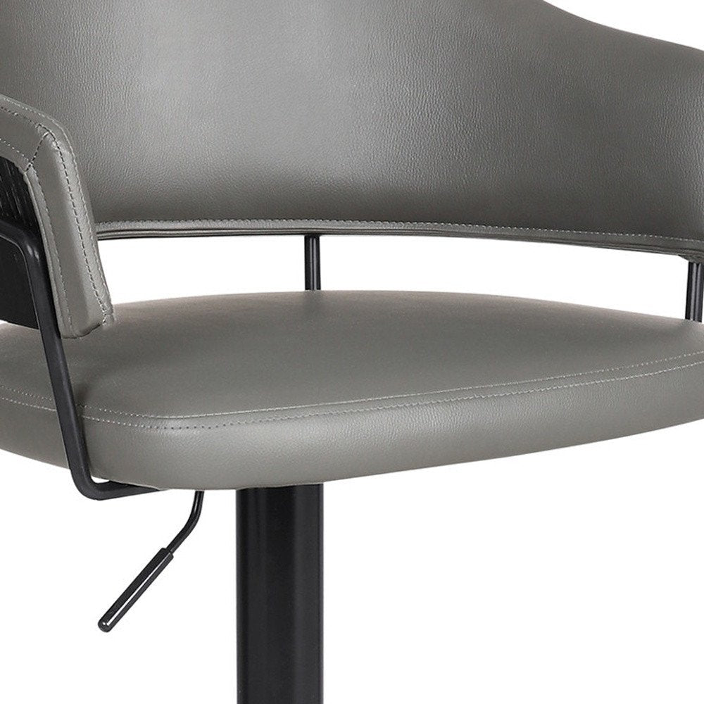 Gray And Black Fabric And Iron Adjustable Height Swivel Bar Chair