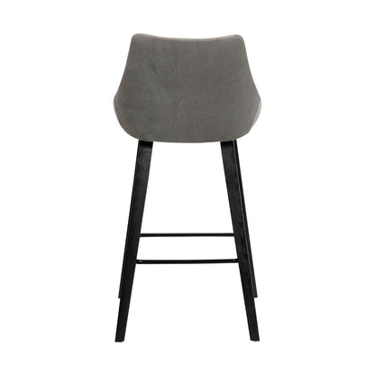26" Gray And Black Fabric And Iron Counter Height Bar Chair