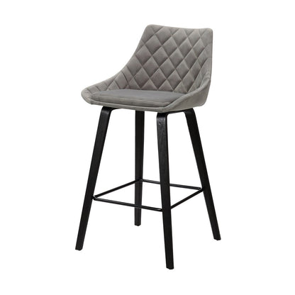 26" Gray And Black Fabric And Iron Counter Height Bar Chair