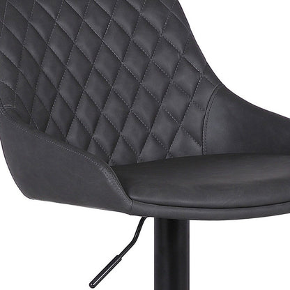 Gray And Black Fabric And Iron Low Back Adjustable Height Swivel Bar Chair