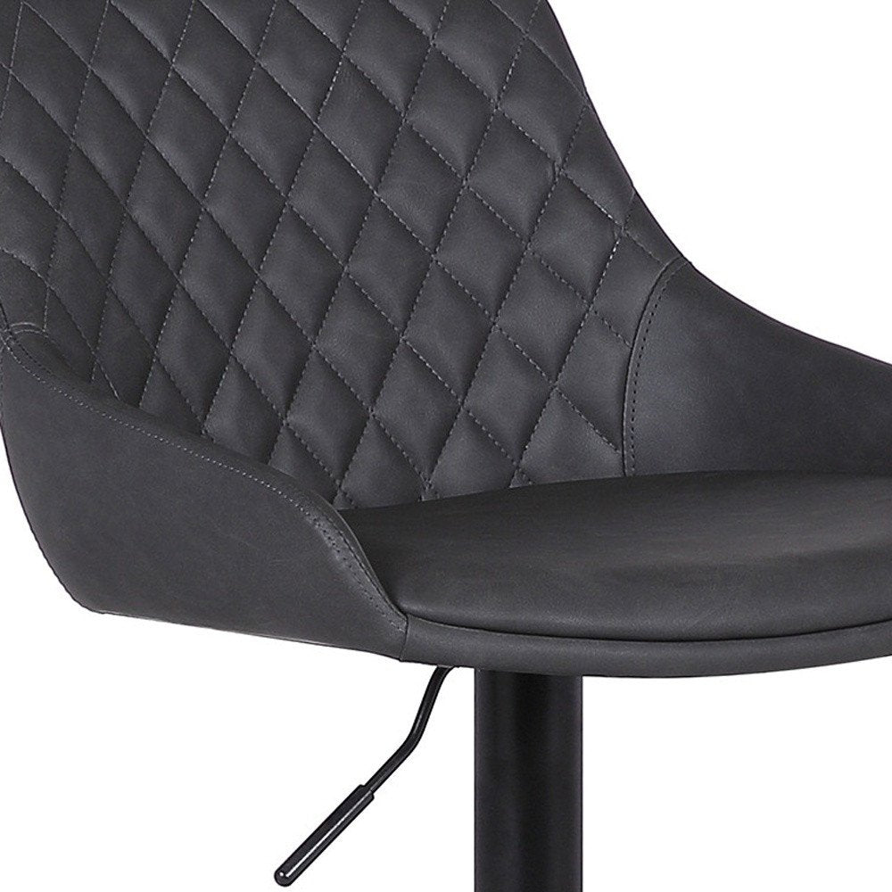 Gray And Black Fabric And Iron Low Back Adjustable Height Swivel Bar Chair