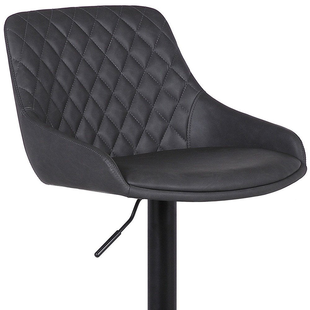 Gray And Black Fabric And Iron Low Back Adjustable Height Swivel Bar Chair
