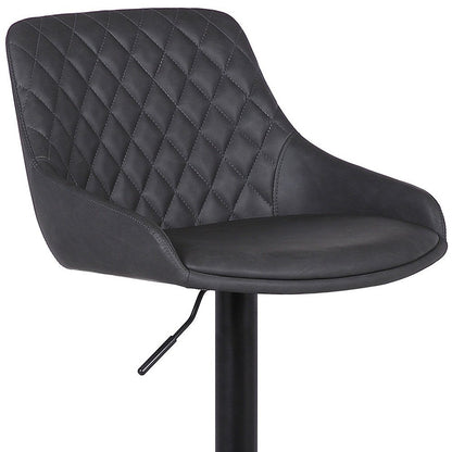 Gray And Black Fabric And Iron Low Back Adjustable Height Swivel Bar Chair