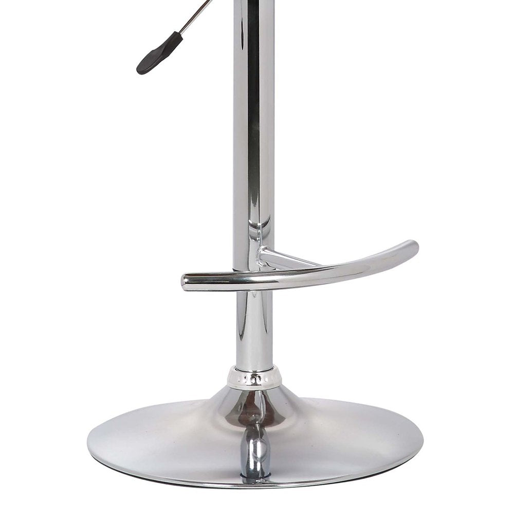 Black And Silver Fabric And Solid Wood Low Back Adjustable Height Swivel Bar Chair