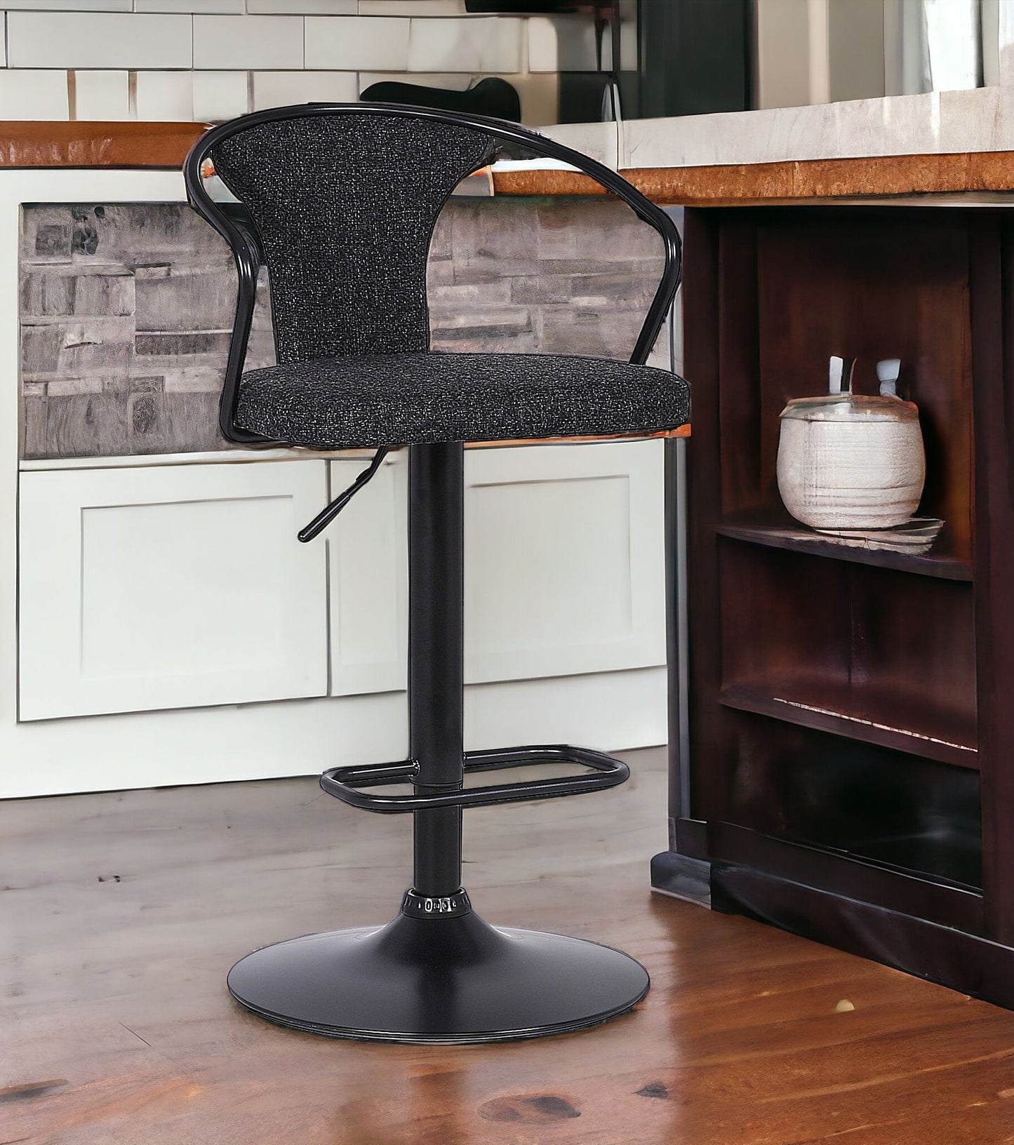 24" Black Iron Low Back Adjustable Height Bar Chair