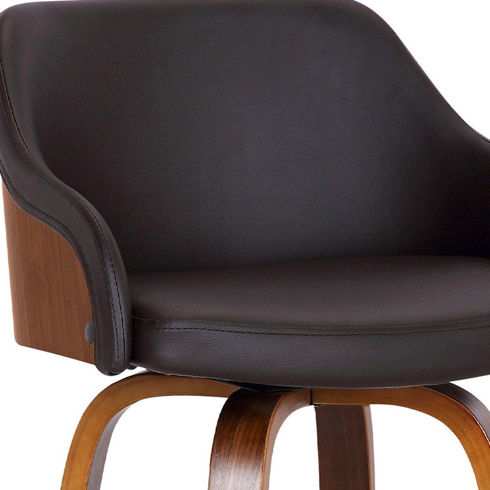 26" Brown Fabric And Iron Low Back Counter Height Swivel Bar Chair
