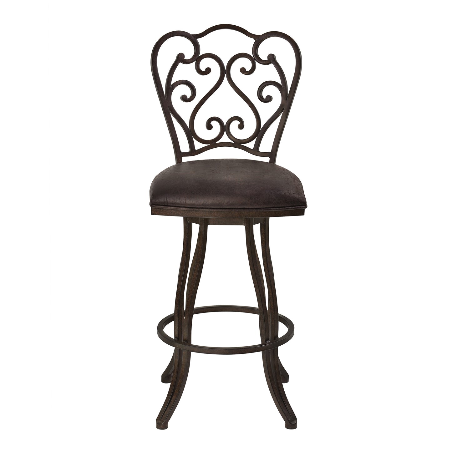 30" Espresso Iron Swivel Bar Height Bar Chair