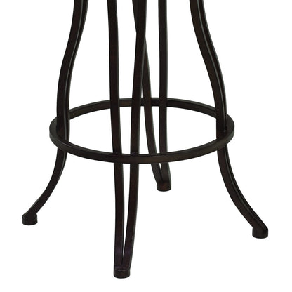 30" Espresso Fabric And Iron Bar Height Swivel Bar Chair