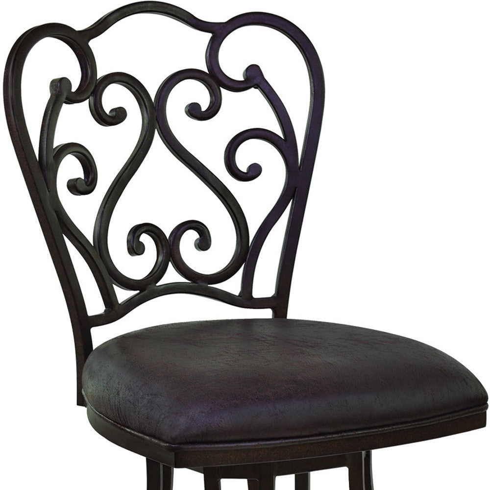 30" Espresso Iron Swivel Bar Height Bar Chair