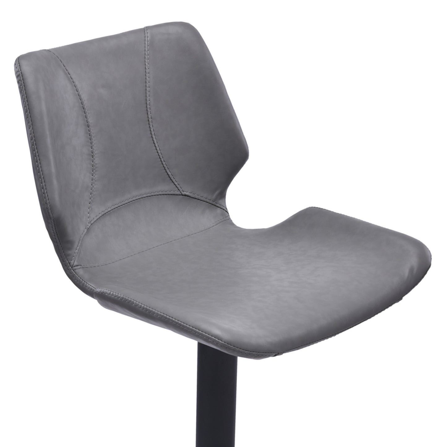 21" Gray And Black Faux Leather And Iron Swivel Low Back Adjustable Height Bar Chair