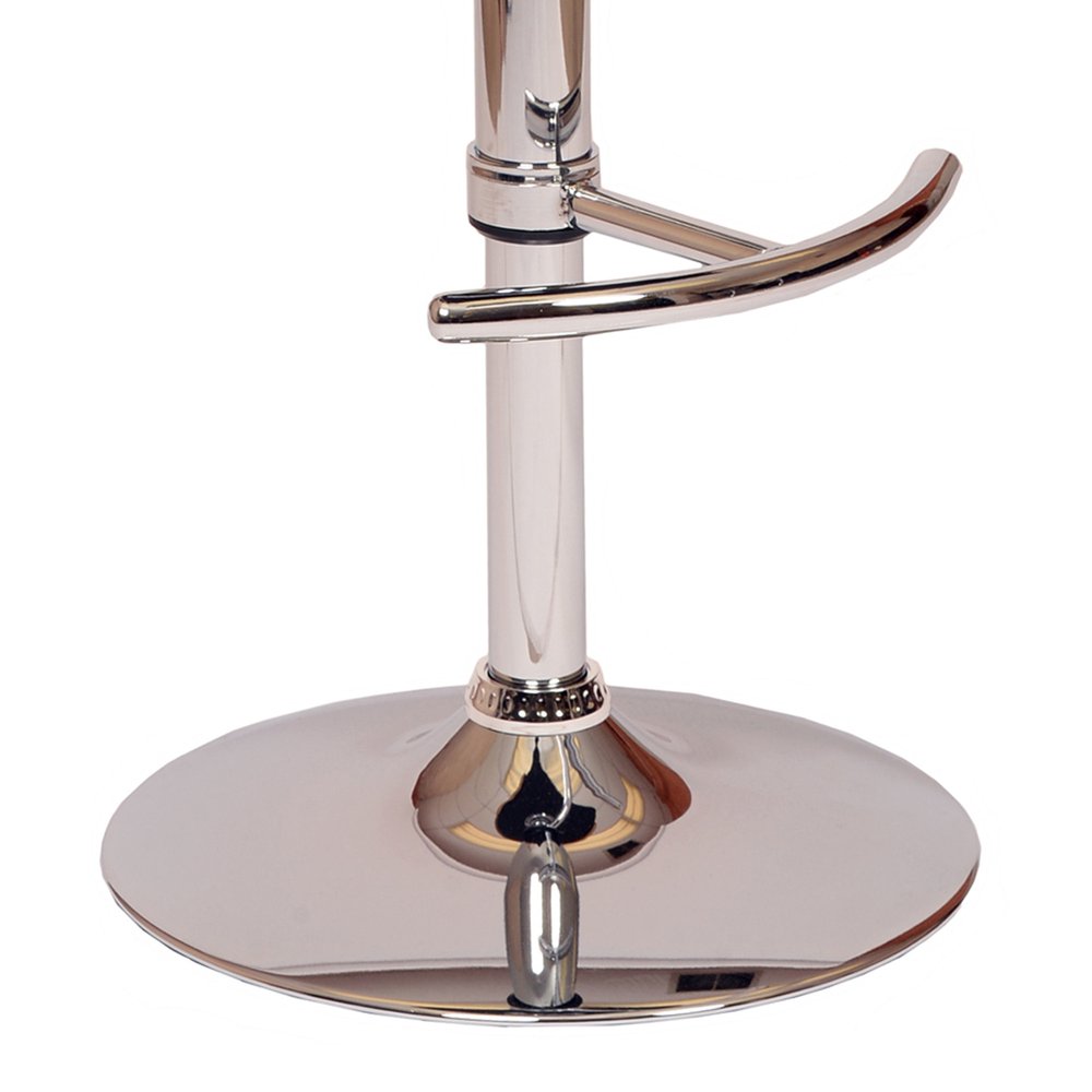 Black And Silver Faux Leather And Fabric And Chrome Low Back Adjustable Height Swivel Bar Chair
