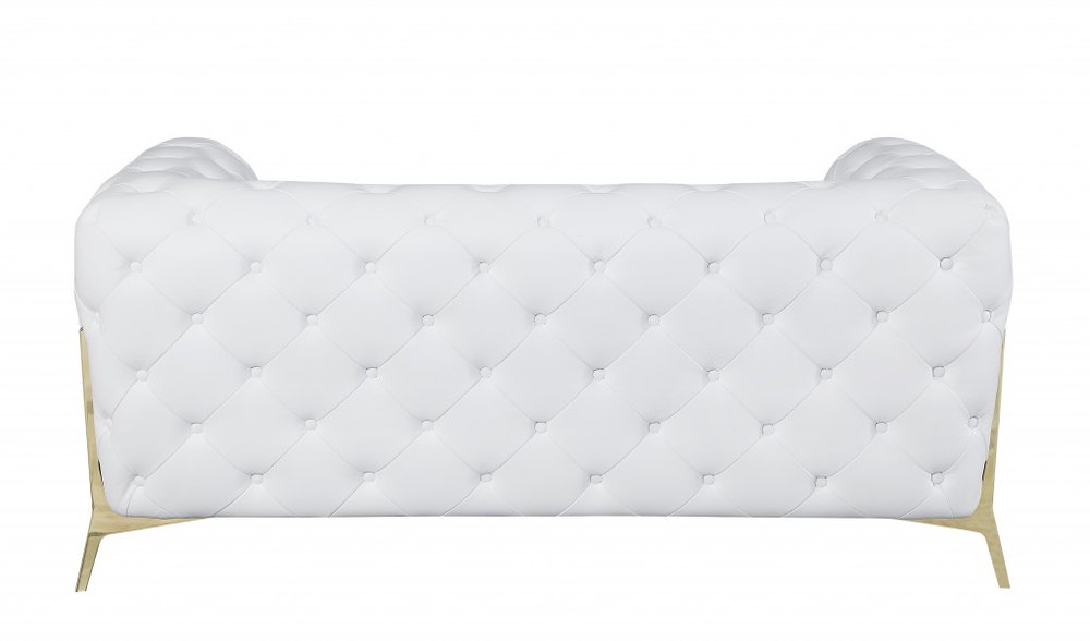 69" White And Gold Italian Leather Loveseat