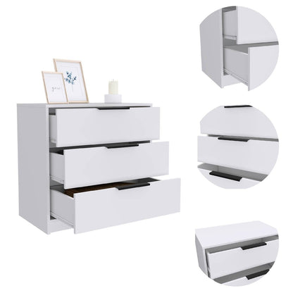 28" White Three Drawer Standard Chest