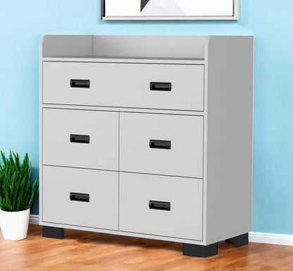 33" White Five Drawer Dresser