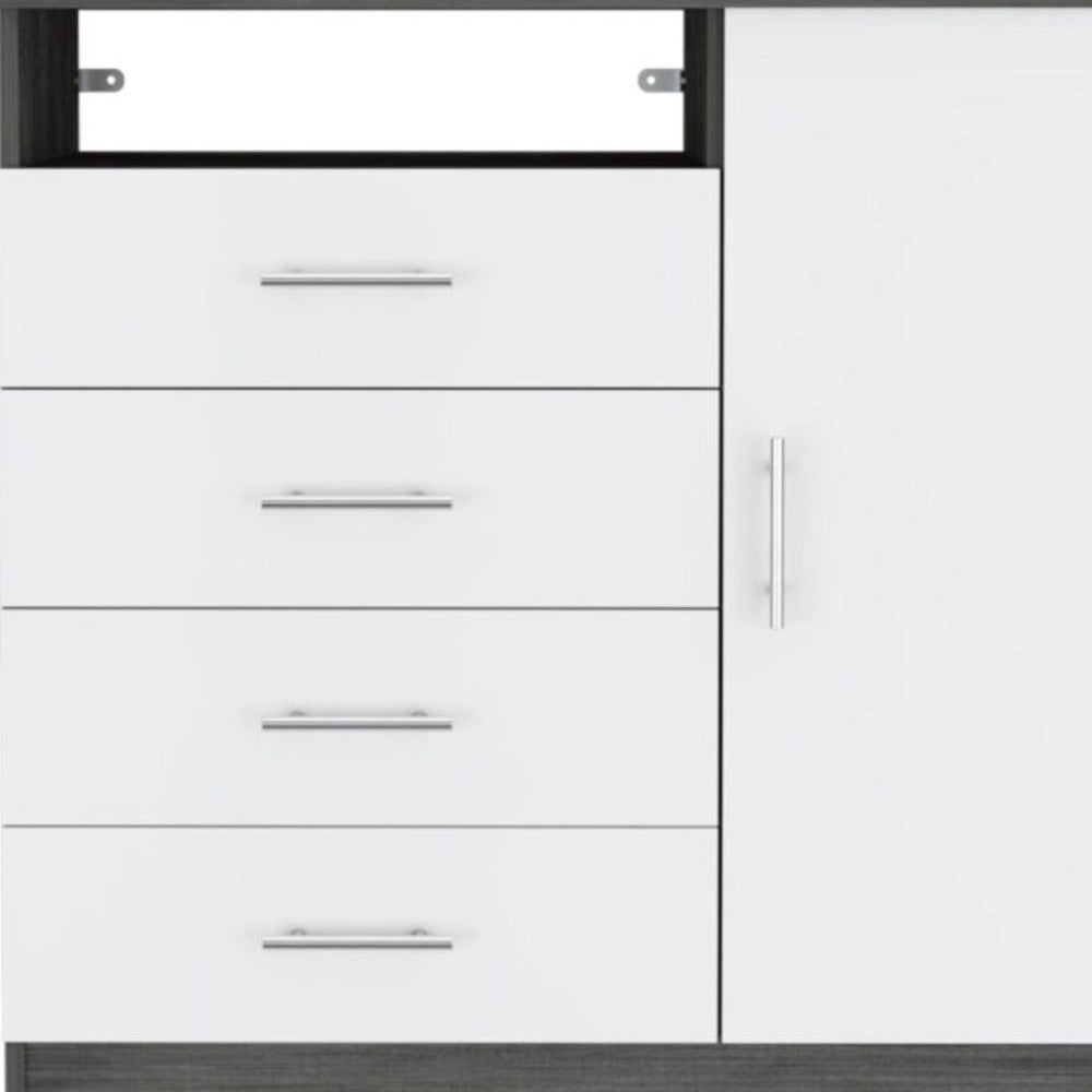 36" Gray and White Four Drawer Dresser