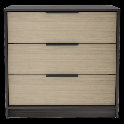 28" Brown And Black Three Drawer Dresser