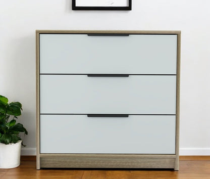 28" Brown And White Three Drawer Dresser