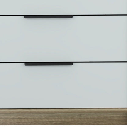 28" Brown And White Wood Three Drawer Dresser
