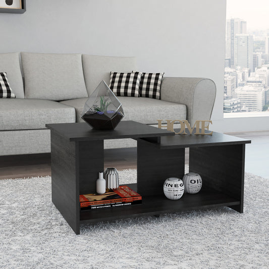 35" Black Manufactured Wood Rectangular Coffee Table