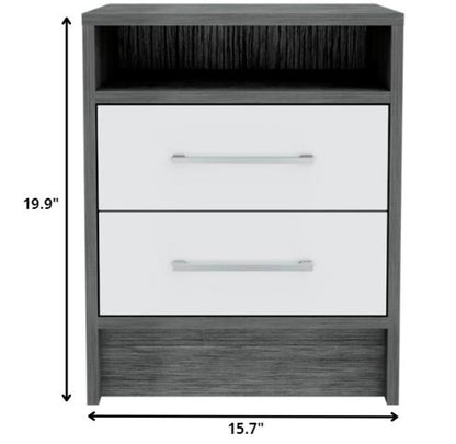 20" Wood Two Drawer Nightstand