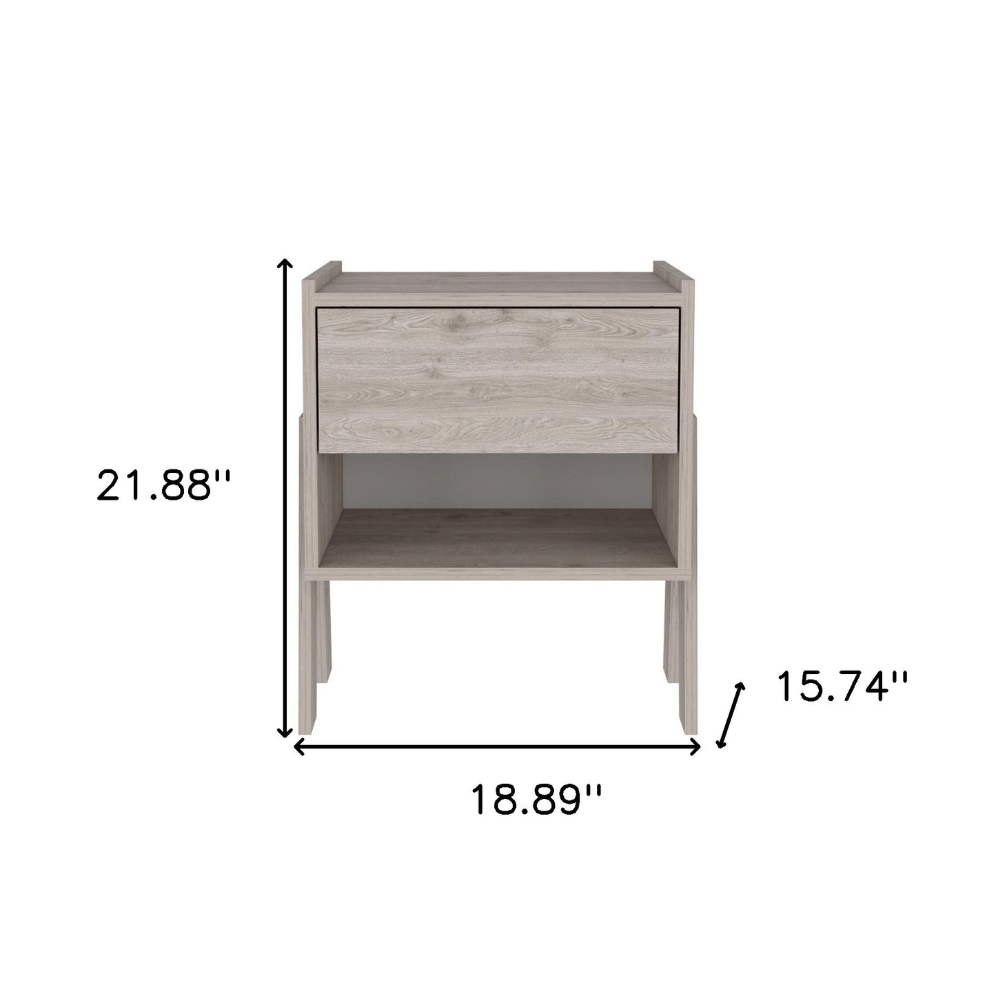 22" Light Gray One Drawer Faux Wood Nightstand